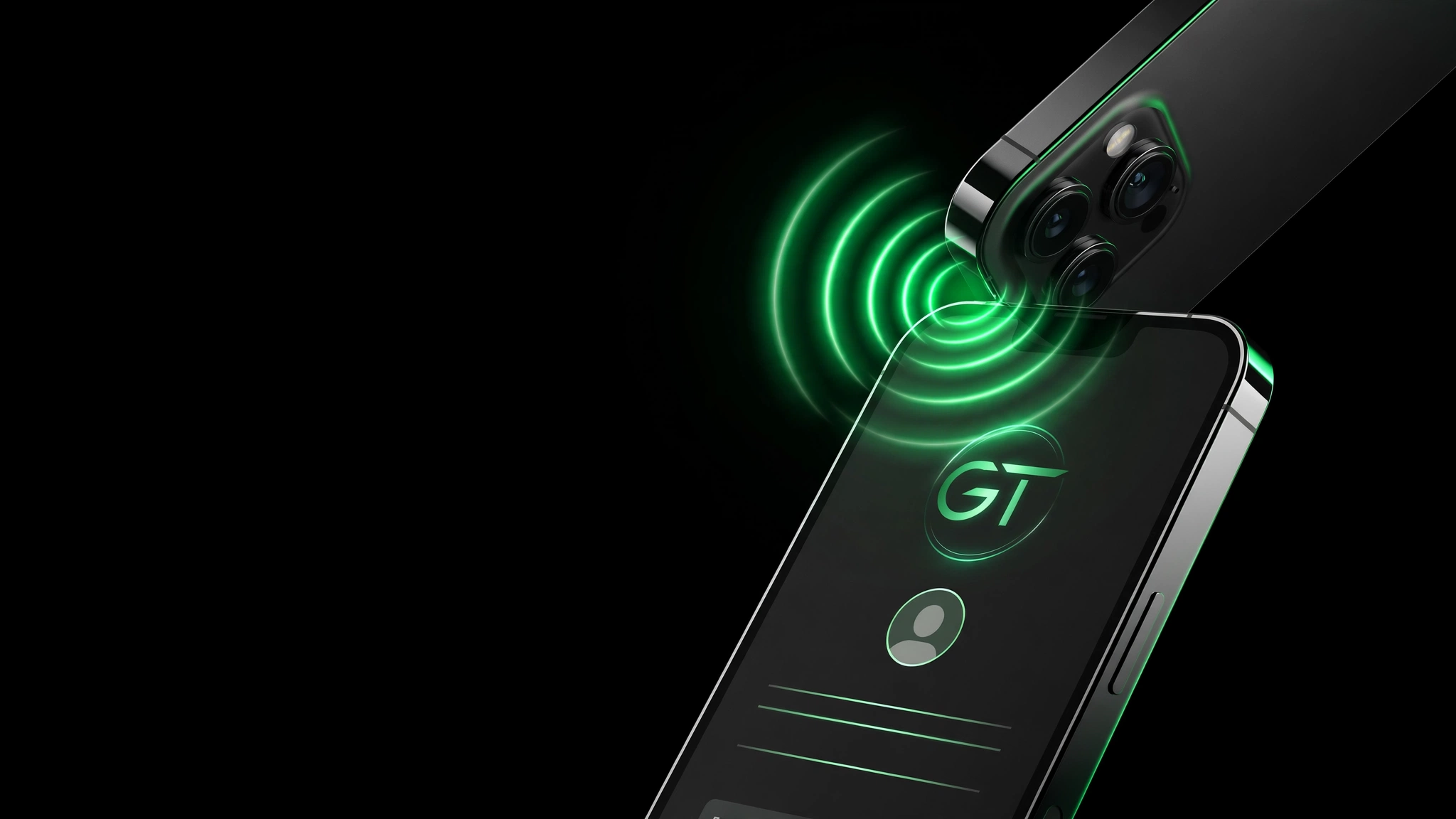 Two phones tapping to share a Grind Tech profile